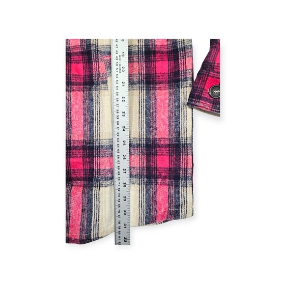 Zenana Pink & Black Plaid Flannel Shirt Size S Button Down Oversized - Picture 6 of 9